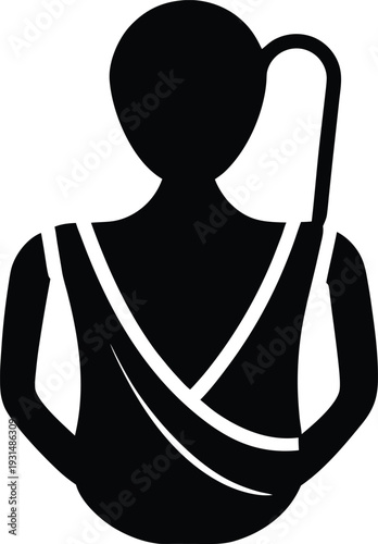 Baby sling silhouette vector art illustration and minimal black and white design