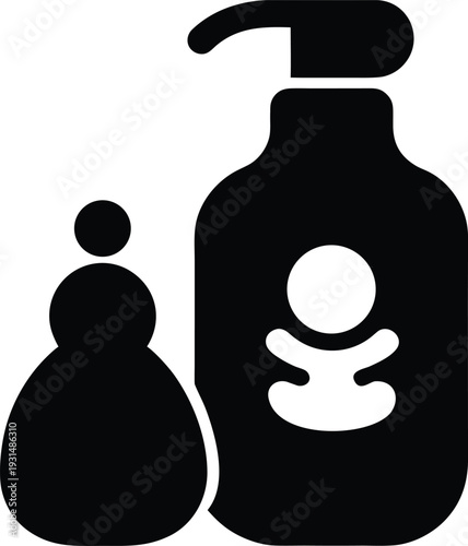 Baby soap silhouette vector art illustration and minimal black and white design