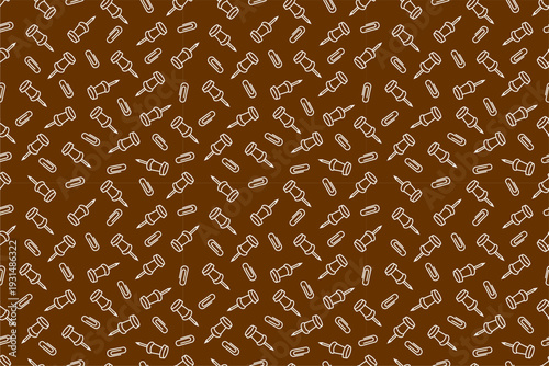 Push pin and paper clip seamless pattern. Seamless push pin and paper clip pattern background. School supplies pattern background.