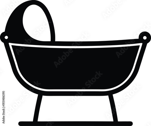 Bassinet silhouette vector art illustration and minimal black and white design