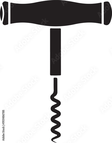 Wine opener icon.Flat silhouette version.