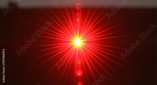 Bright Red Laser Beam Shining Outward With Yellow Center.