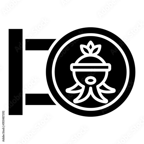 Japanese Restaurant Sign with Octopus Icon