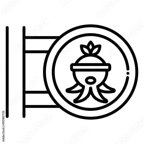 Japanese Restaurant Sign with Octopus Icon