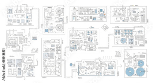 Detailed electrical schematic diagrams for complex systems.