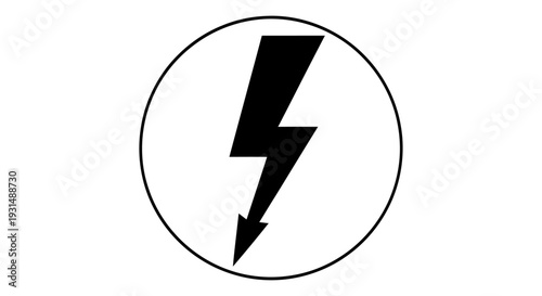 a black lightning bolt symbol in a circle signifying high voltage electrical hazard or power perfect for safety warnings and energy concepts