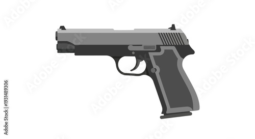 Vector illustration of a modern handgun side view