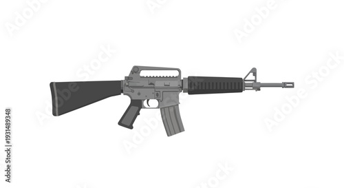 Vector illustration of a modern assault rifle on white background