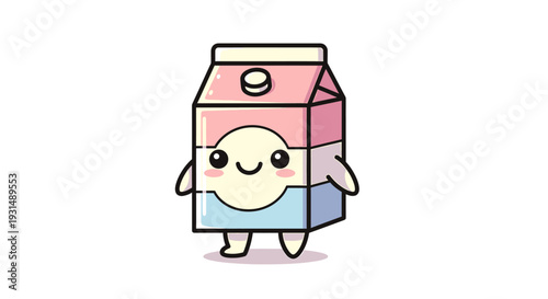 A cheerful carton character stands on a plain background viewed from the front.