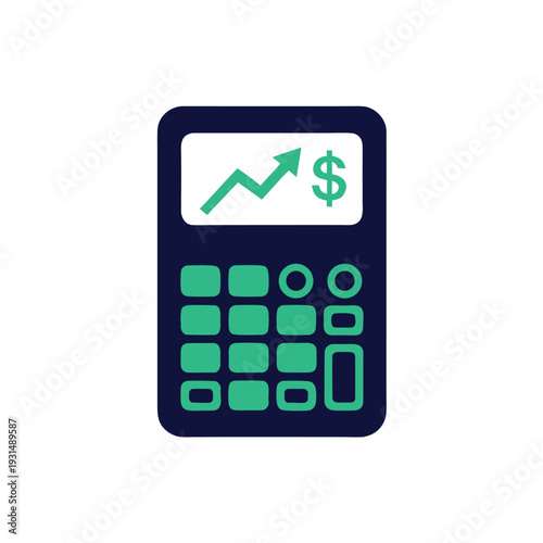 calculator with a dollar sign and upward growth arrow on the screen