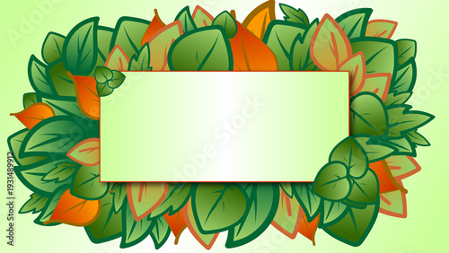 Bright banner with leaves and space for text