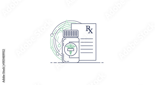 Medical prescription and medication illustration on a document