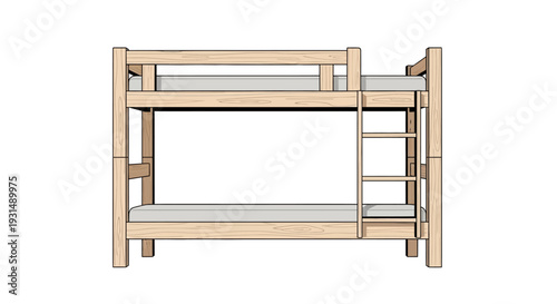 Minimalist wooden bunk bed with ladder in simple design