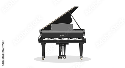 Realistic vector illustration of a grand piano on white background