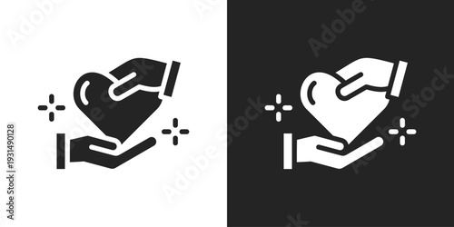 Kindness Icon In Black And White Glyph Style