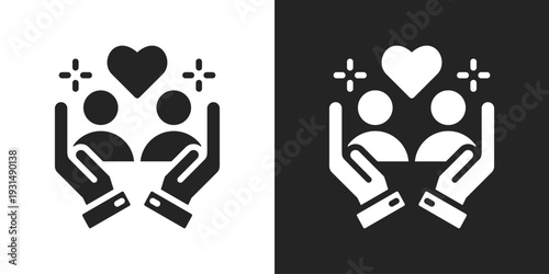 Humanity Icon In Black And White Glyph Style