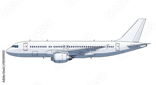 Side view illustration of a commercial passenger airplane in flight