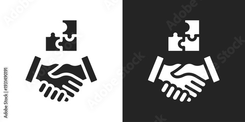 Cooperation Icon In Black And White Glyph Style