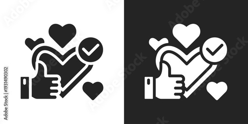 Acceptance Icon In Black And White Glyph Style