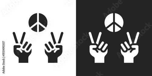 Peace Icon In Black And White Glyph Style