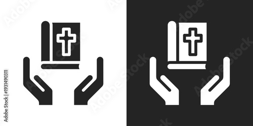 Faith Icon In Black And White Glyph Style