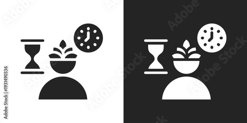 Patience Icon In Black And White Glyph Style