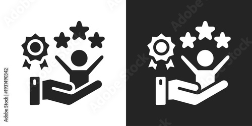 Loyalty Icon In Black And White Glyph Style