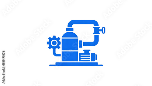 A 3d vector illustration of a blue excavator isolated on a white background designed as a technology service icon for web and business print equipment