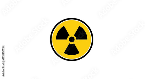 Radiation warning symbol on white background for safety awareness