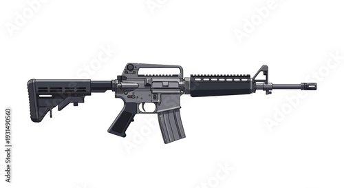 Modern tactical rifle isolated on white background for military use