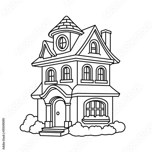 vector illustration of a house colouring book