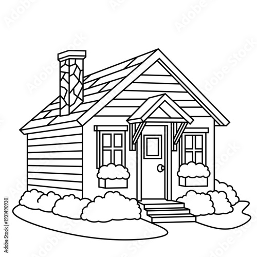 house colouring book vector