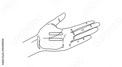 Hand Illustration with Equal Sign and Connection Line - Balance Concept