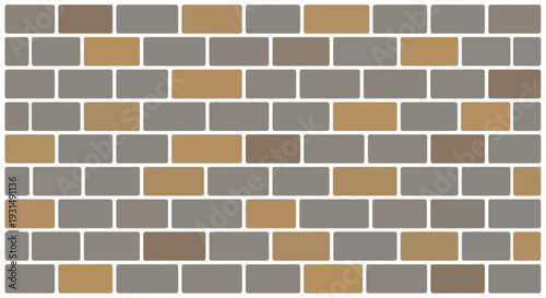 Seamless brick wall pattern with alternating brown and gray bricks