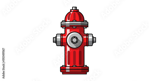 Vector illustration of a red fire hydrant on a white background