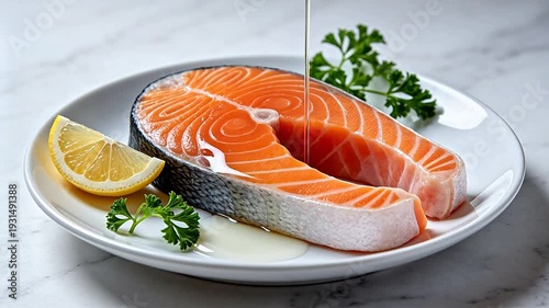 Salmon fillet with lemon and parsley