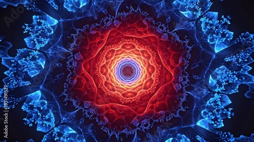 Abstract fractal pattern with red and blue colors