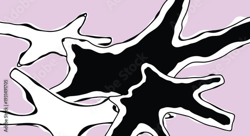 Black and White Neuron Cells Illustration.