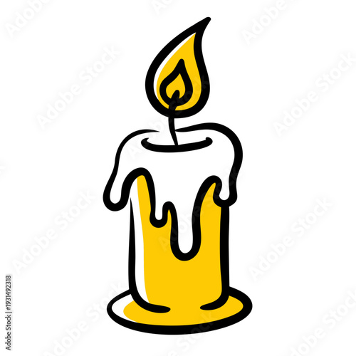 burning candle on a white background