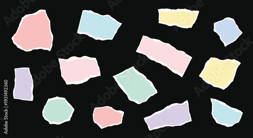Pastel Colored Fragments on Black Background.