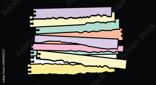 Colorful Torn Paper Edges Stacked Together.