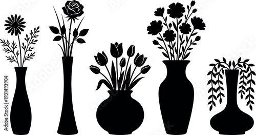 Set of black bird silhouettes sitting on a wire minimalist flying and perching sparrow icons for nature communication and wildlife vector design elements.