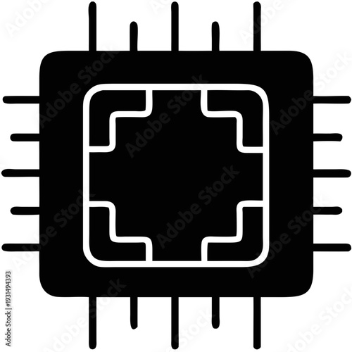 CPU Setting Solid Glyph Vector .  Processor Configuration Icon Illustration
