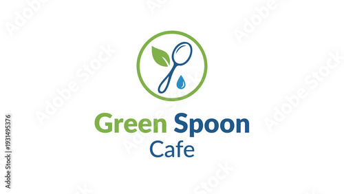 Green Spoon Cafe Logo Design Template