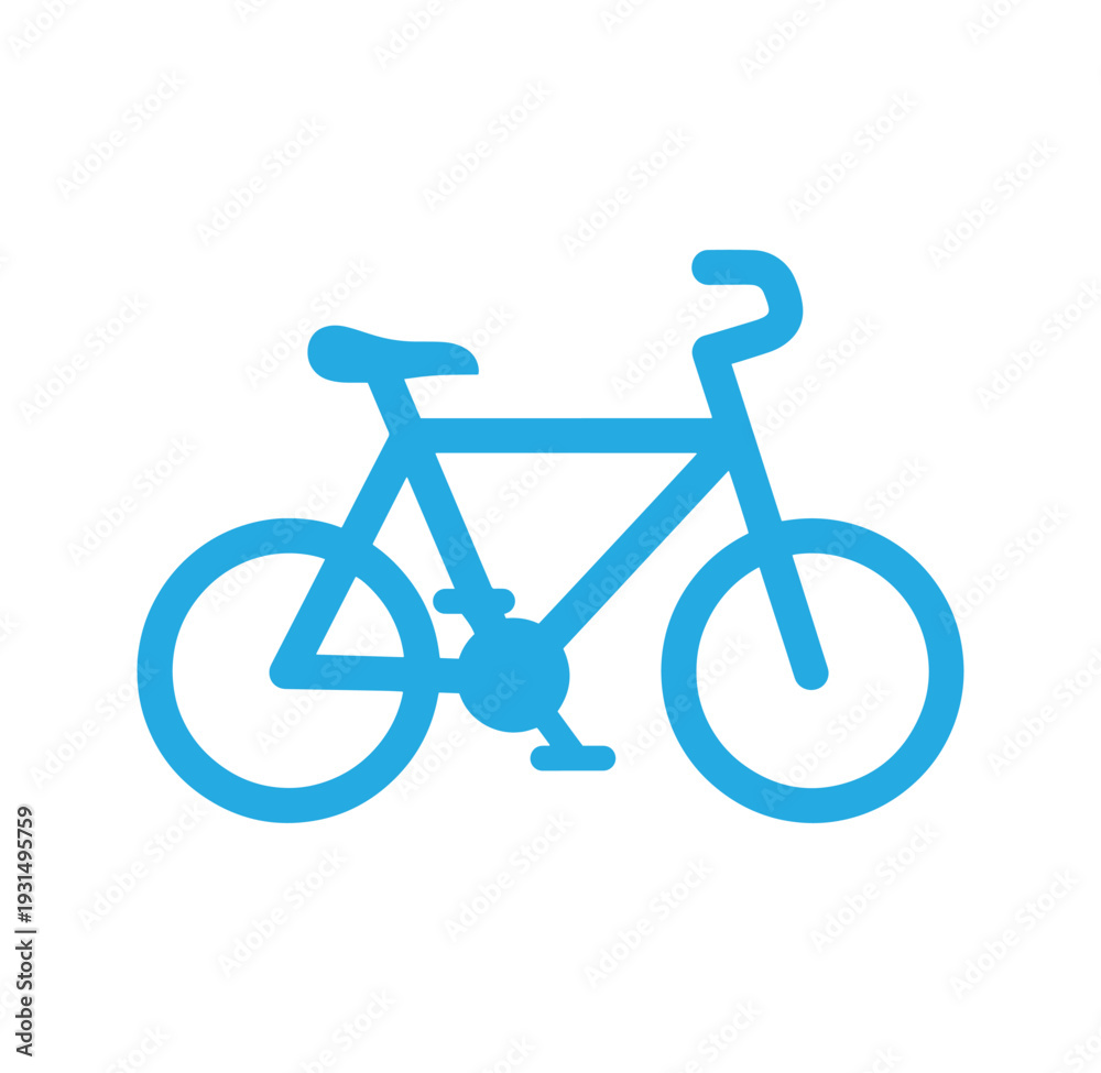 Obraz premium blue bicycle icon with two wheels and handlebars