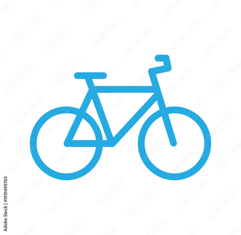 Fototapeta premium Blue bicycle icon on white background