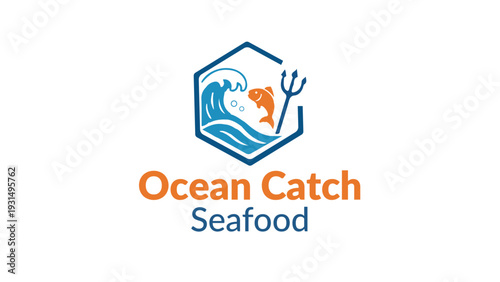 Ocean Catch Seafood Logo Design Template