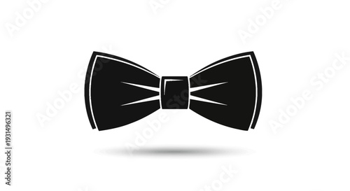 Black bow tie icon with shadow on white background
