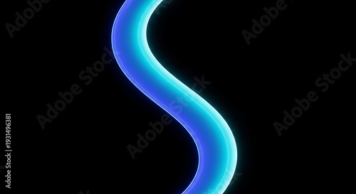 a glowing wavy blue light tube flowing against a black background ideal for abstract technology concepts or modern liquid designs