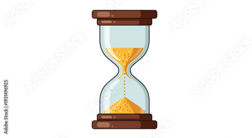 Vector illustration of a classic hourglass with flowing sand